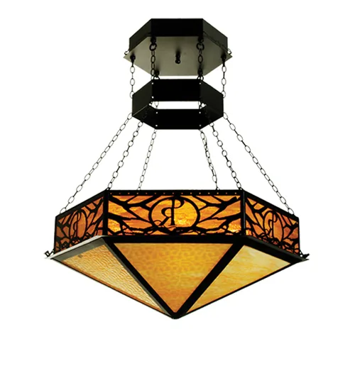 Personalized Six Light Inverted Pendant in Textured Black