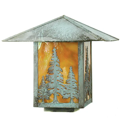 Seneca One Light Post Mount in Verdigris