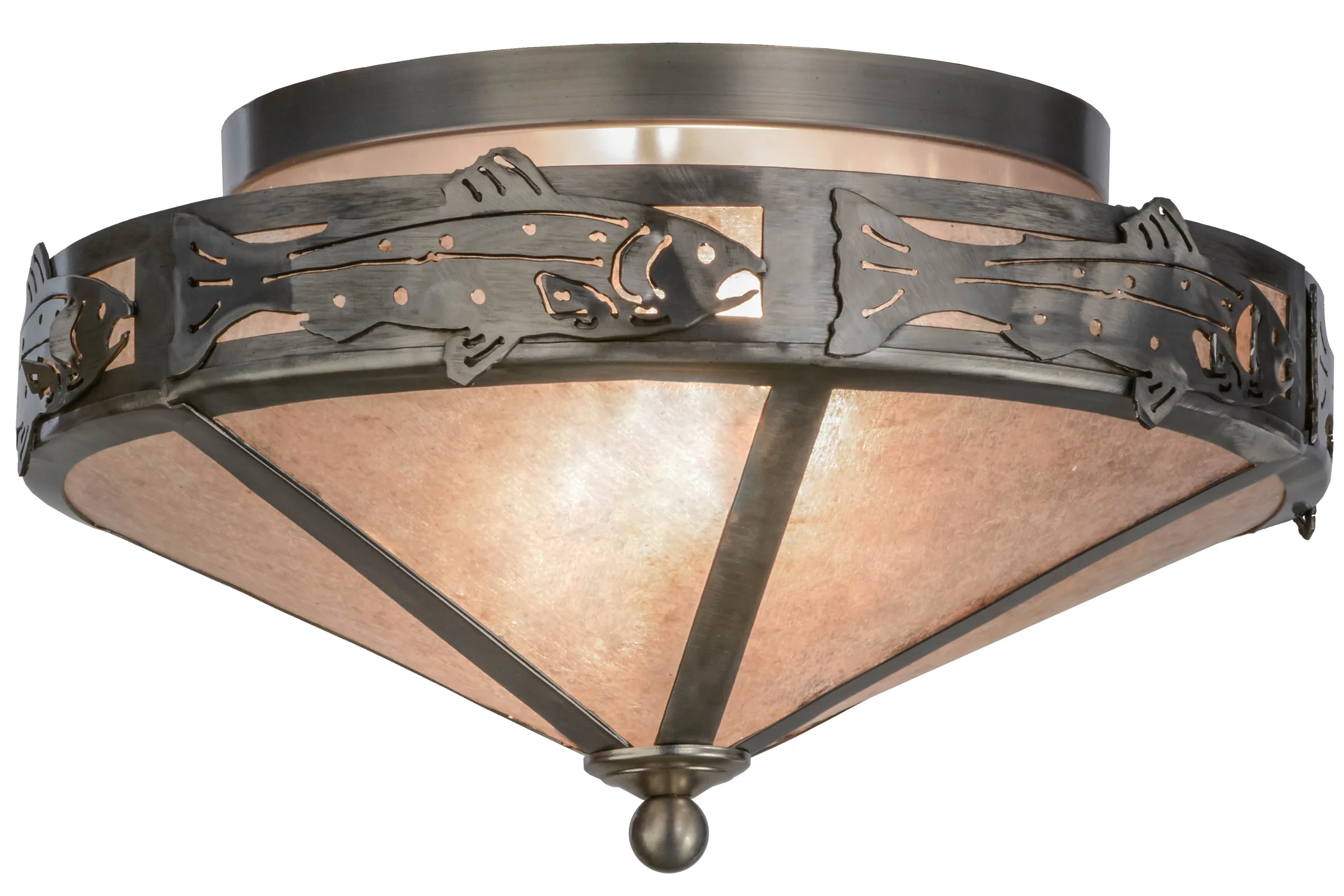 Rainbow Trout Two Light Flushmount in Industrial Steel