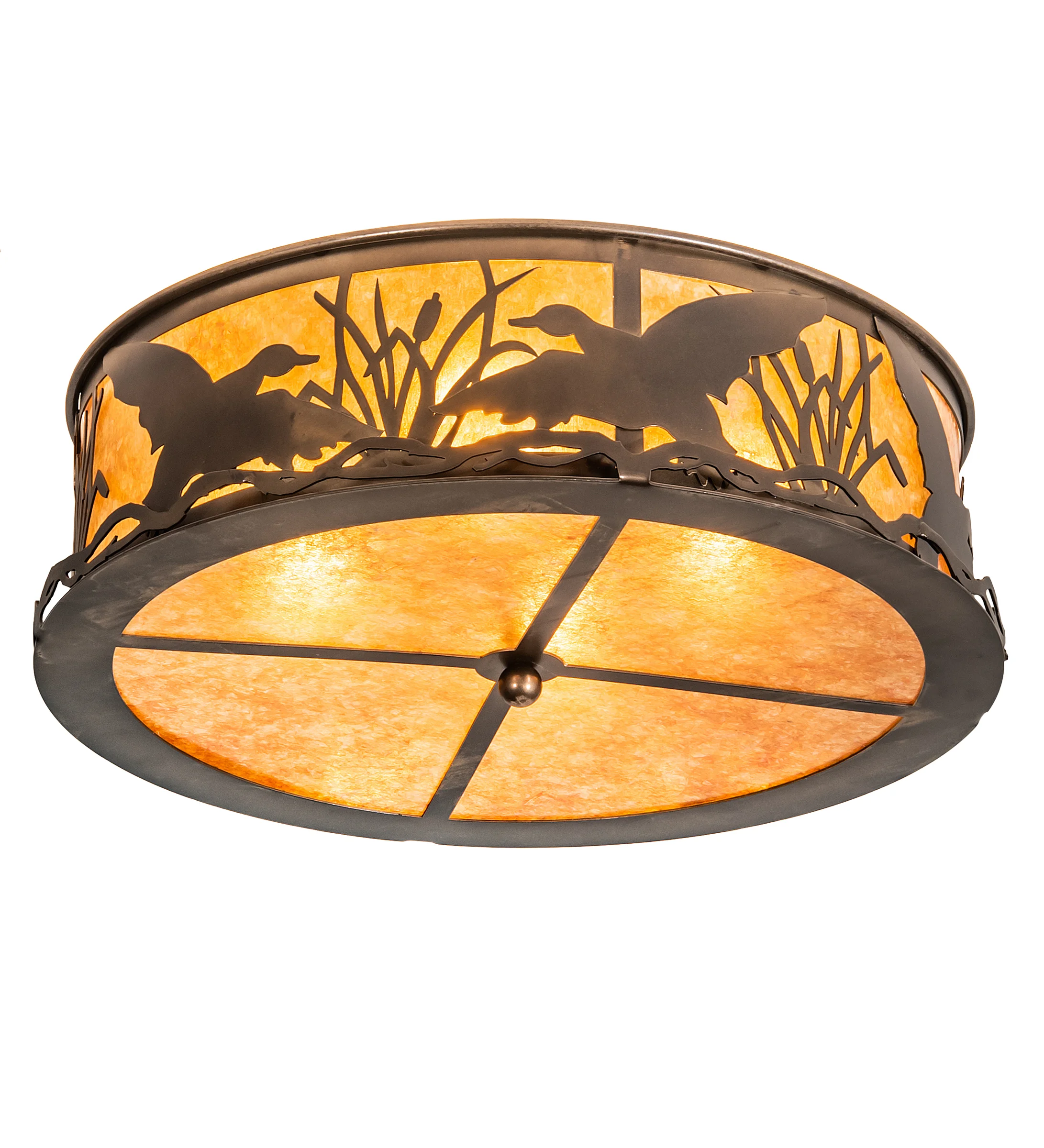 Ducks In Flight Four Light Flushmount in Antique Copper