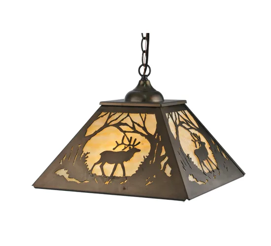 Elk At Dawn Two Light Pendant in Antique Copper