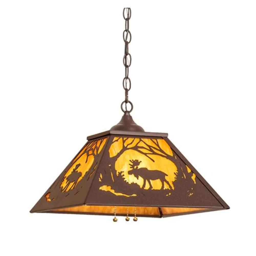 Moose At Dawn Two Light Pendant in Antique Copper
