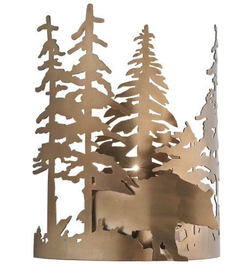 Bear Through The Trees One Light Wall Sconce in Antique Copper