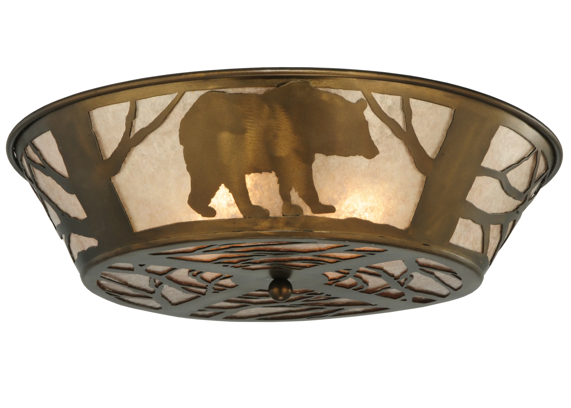 Bear On The Loose Four Light Flushmount in Antique Copper