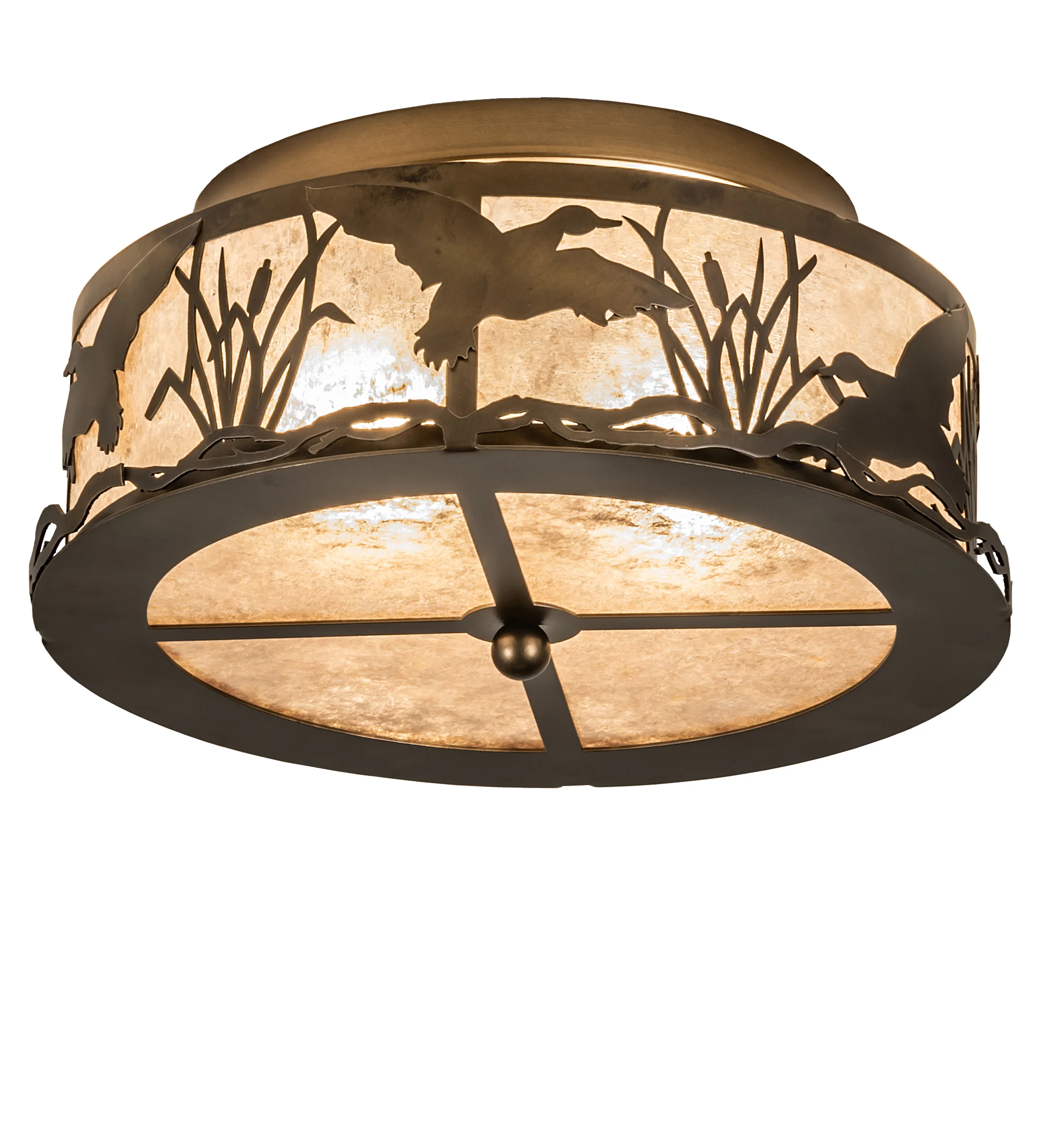 Ducks In Flight Two Light Flushmount in Antique Copper