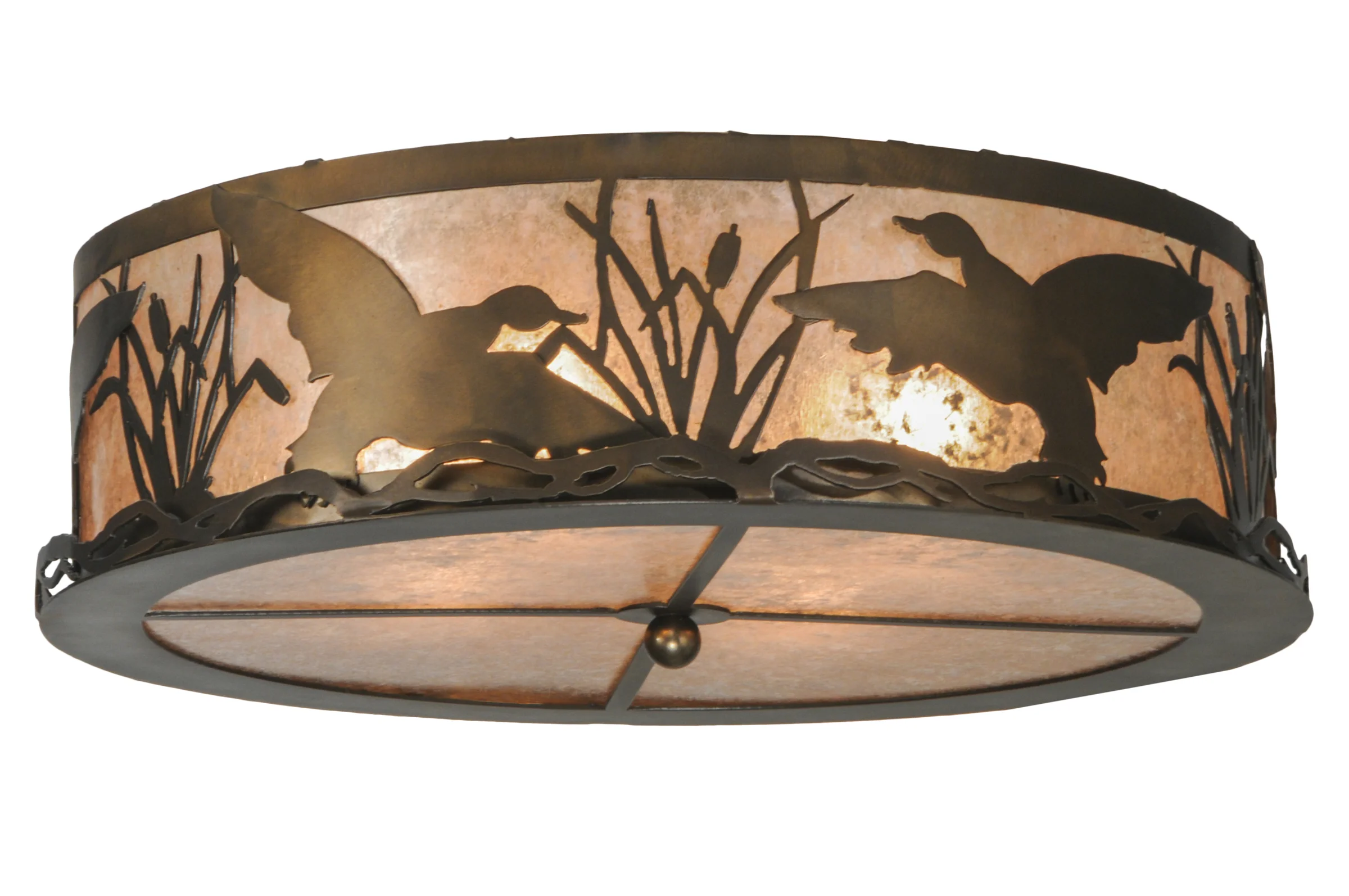 Ducks In Flight Four Light Flushmount in Antique Copper