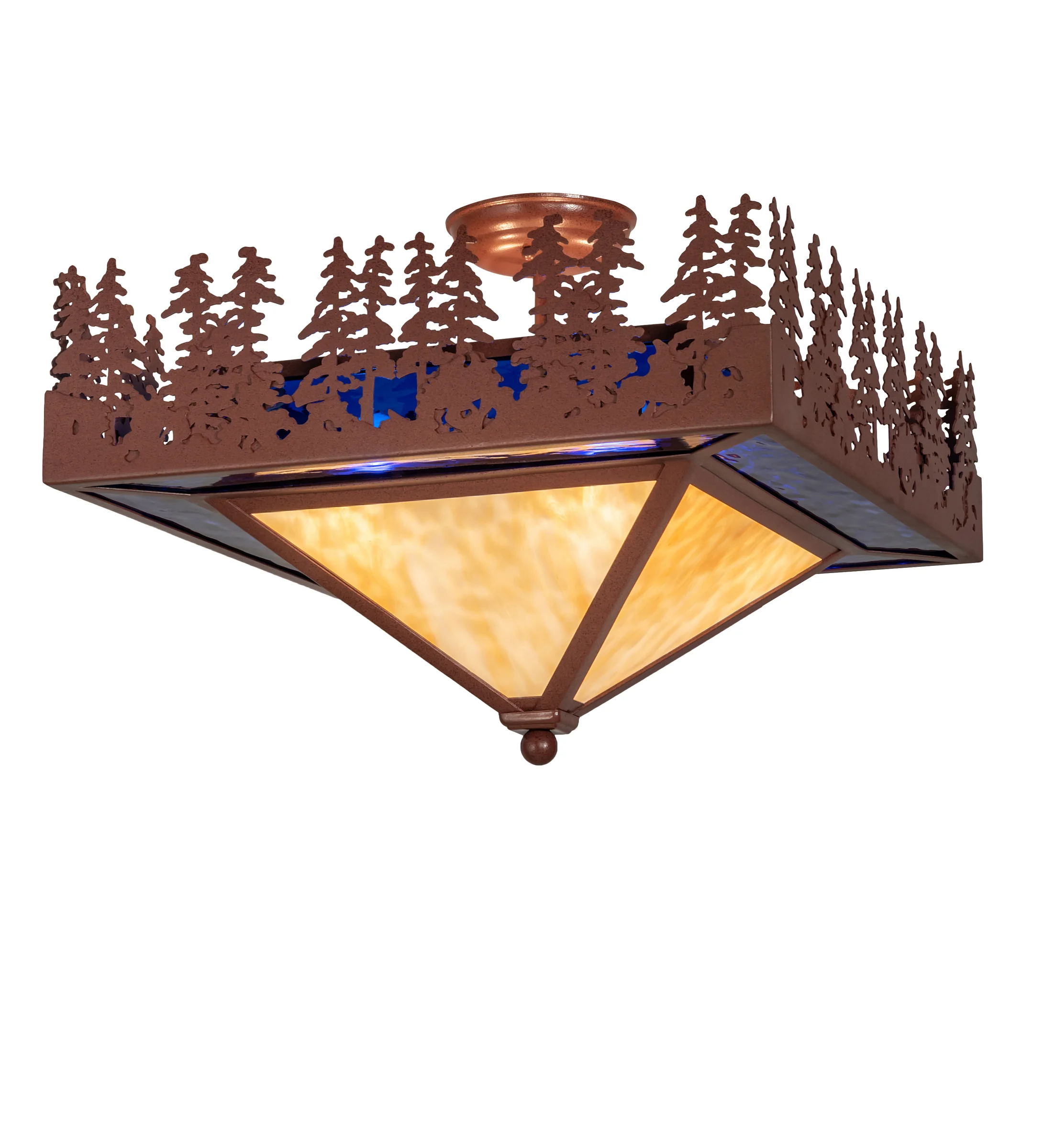 Pine Lake Four Light Flushmount in Rust