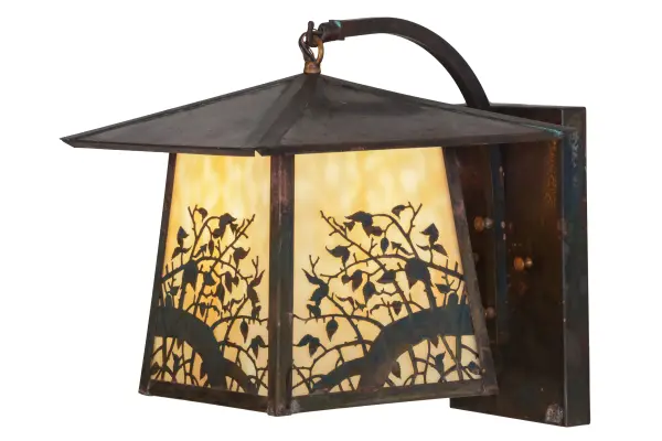 Enticing apple blossoms and branches are exquisitely delicately etched of Solid Brass on a Beige art glass lantern. Drawing inspiration from both Mother Nature and the Arts & Crafts Movement this Craftsman Signature fixture's hardware is hand finished in Vintage Copper. Ideal for both indoor and outdoor purposes. Handcrafted by Meyda artisans at the foothills of the Adirondack Mountains in the USA.