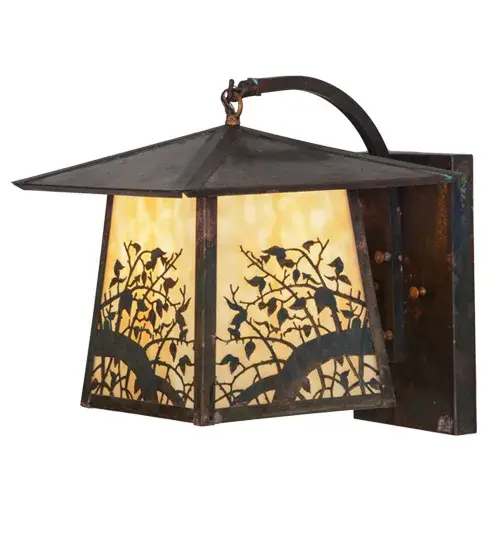 Enticing apple blossoms and branches are exquisitely delicately etched of Solid Brass on a Beige art glass lantern. Drawing inspiration from both Mother Nature and the Arts & Crafts Movement this Craftsman Signature fixture's hardware is hand finished in Vintage Copper. Ideal for both indoor and outdoor purposes. Handcrafted by Meyda artisans at the foothills of the Adirondack Mountains in the USA. - alternate view