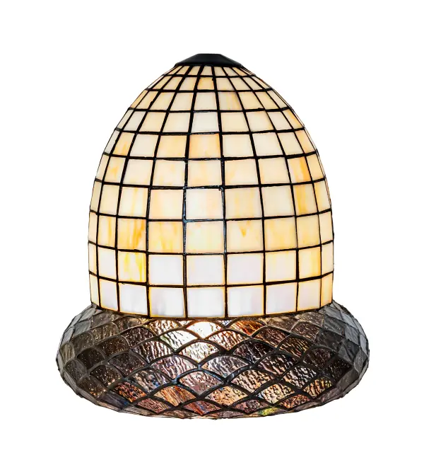 This stunning Oak Acorn profile is as majestic as the mighty oak. Inspired by the hues and textures of an Acorn, the seed of the mighty Oak Tree. This shade is featured in Autumn Beige art glass and enhanced with a scalloped trim in Bark Brown, Blue, and Purple Granite Glass. The beautiful shade is created using the famous Meyda Tiffany copper foil construction technique and pairs with a base to make a table lamp and to build a ceiling pendant or a flush mount. The Acorn Shade is included in our American-designed, handcrafted Nature Inspired Stained Glass Collection. Each shade is a unique work of art with color variations based on natural ingredients inherent in the glass. Collection: Acorn Finish: Mahogany Bronze Glass: Stained Glass Width: 12.00" Height: 13.00" Length: 12.00" Weight: 5.00 lb Number of Bulbs: 3 Bulb Type: A19 Bulb Base: E26 Material: Steel/Brass Country of Origin: CHINA Safety Listing: Dry Safety Rating: Dry
