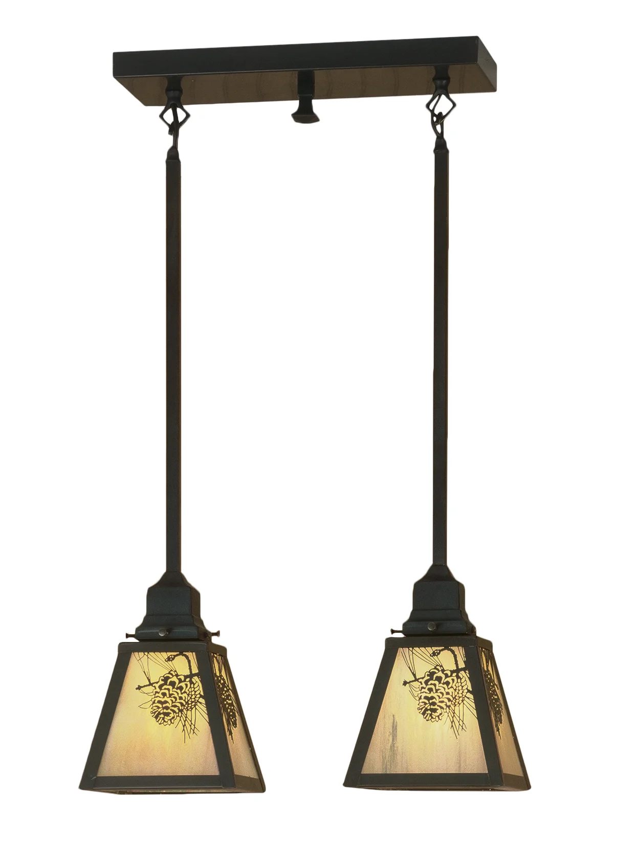 Winter Pine Two Light Island Pendant in Craftsman Brown