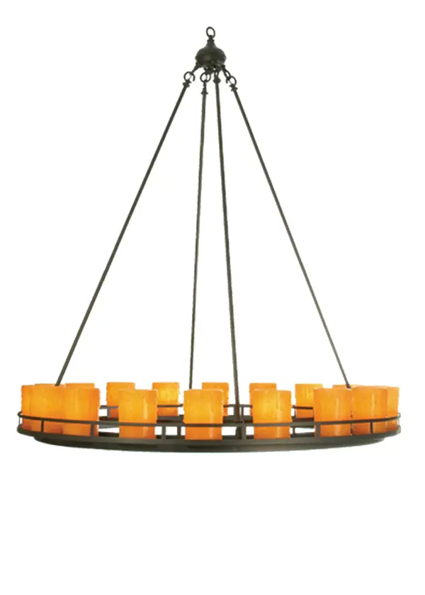 Blending an old world style with a rustic look. This Barbury chandelier is custom crafted with 18 Amber faux candlelights on a decorative ring that is hand finished in Dark Roast. This Ring is ideal for illuminating dining areas, conference tables, lobbies and other residential and commercial spaces. The overall height ranges from 57.5 to 102 inches as the chain length can be easily adjusted in the field to accommodate your specific lighting application needs. Custom crafted by highly skilled artisans in our 180,000 square foot manufacturing facility in Yorkville, New York. Candlelight styles, metal finishes and pendant sizes can be customized. UL and cUL listed for dry and damp locations. Collection: Barbury Finish: Dark Roast Glass: Dark Roast Honey Amber Notes: Custom Crafted In Yorkville, New York Please Allow 30 Days Width: 48.00" Height: 57.50" Length: 48.00" Weight: 50.00 lb Number of Bulbs: 18 Maximum Wattage: 25.00 W Bulb Type: BA9 Bulb Base: E12 Material: Steel Country of Origin: USA Safety Listing: Dry Safety Rating: Damp