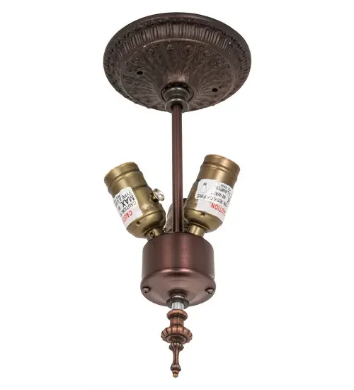 This base is made of steel. The steel components are finished in Mahogany Bronze. This fixture is UL rated for damp locations