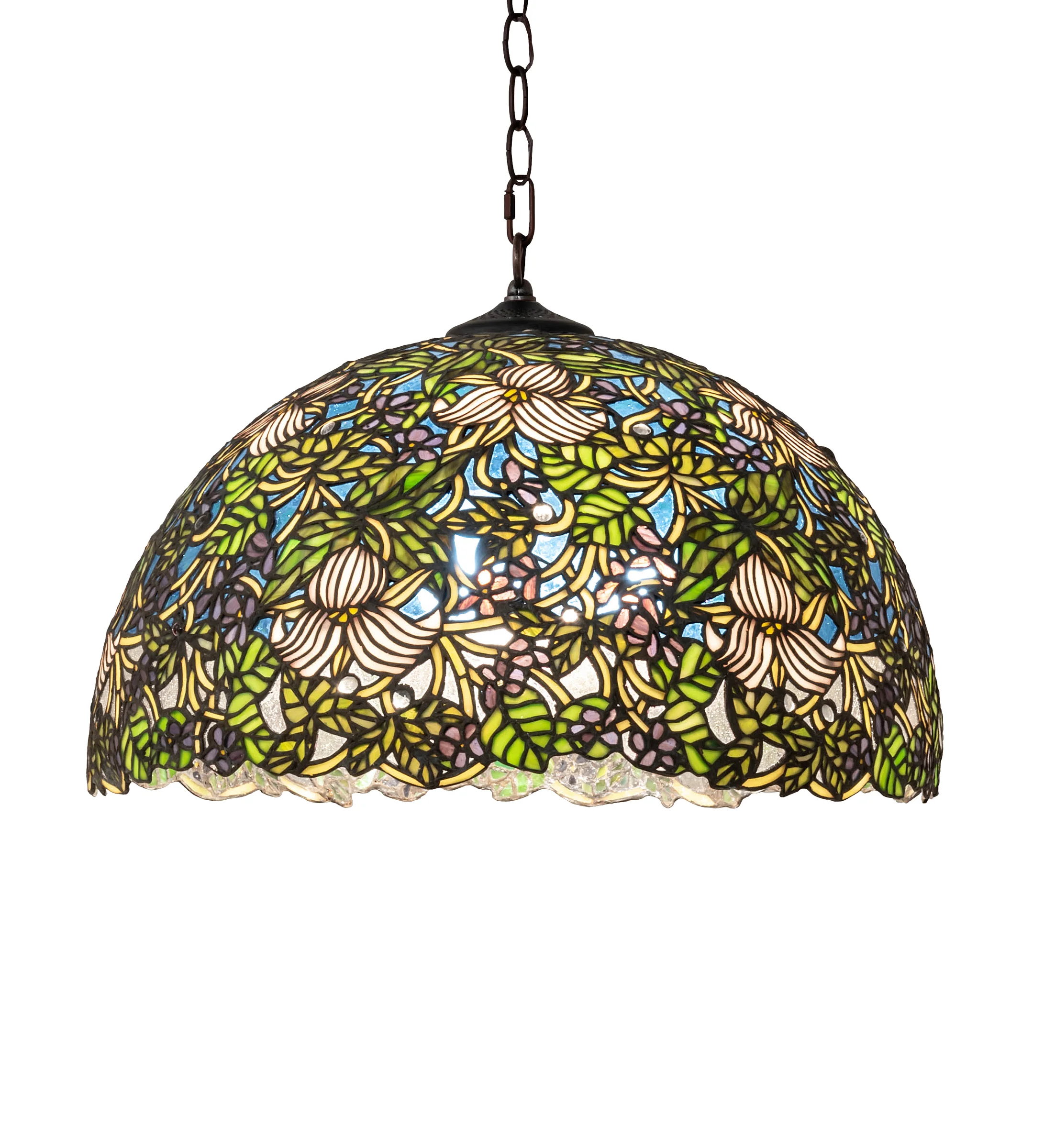 Trillium & Violet Three Light Pendant in Mahogany Bronze