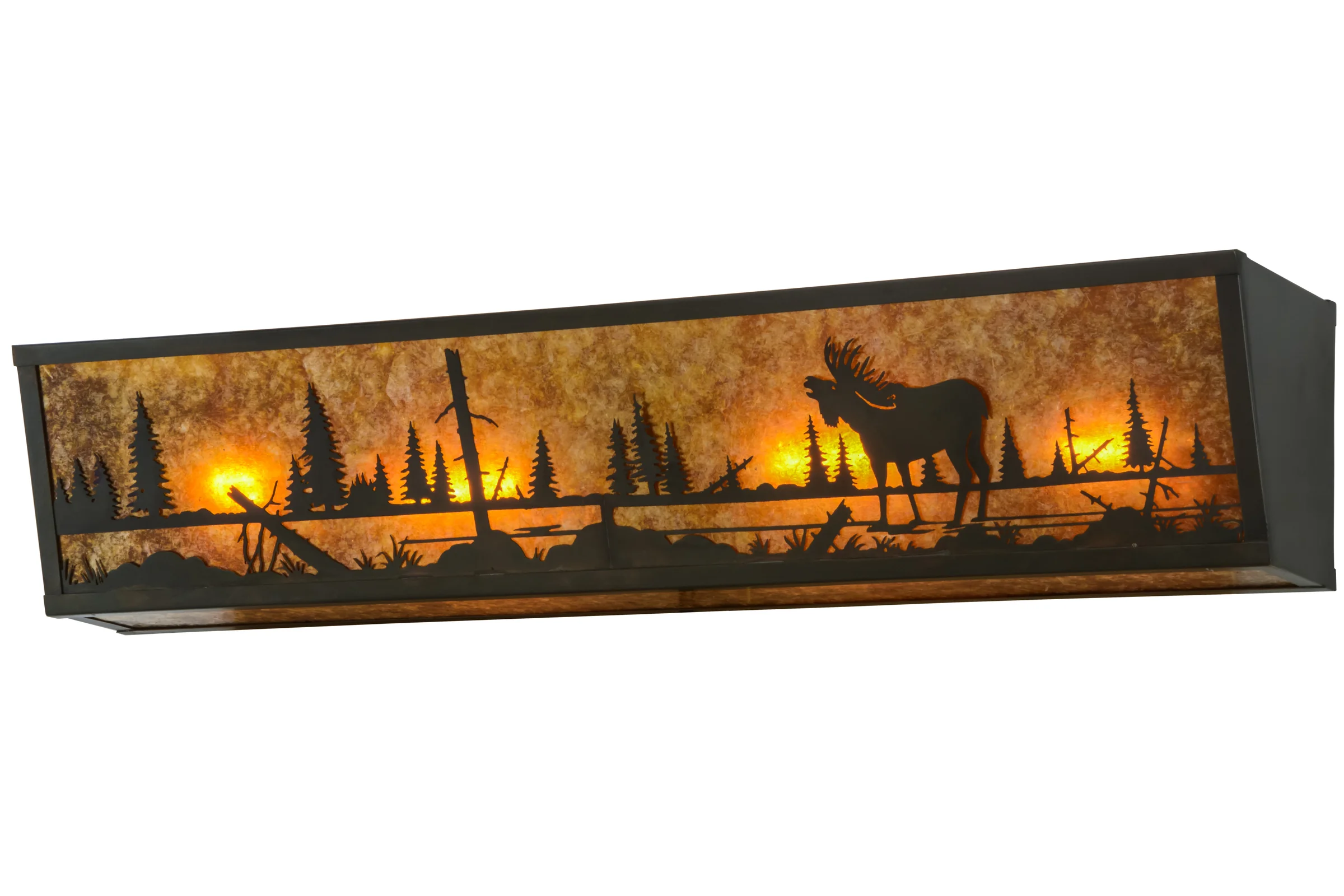Moose At Lake Four Light Vanity in Craftsman Brown