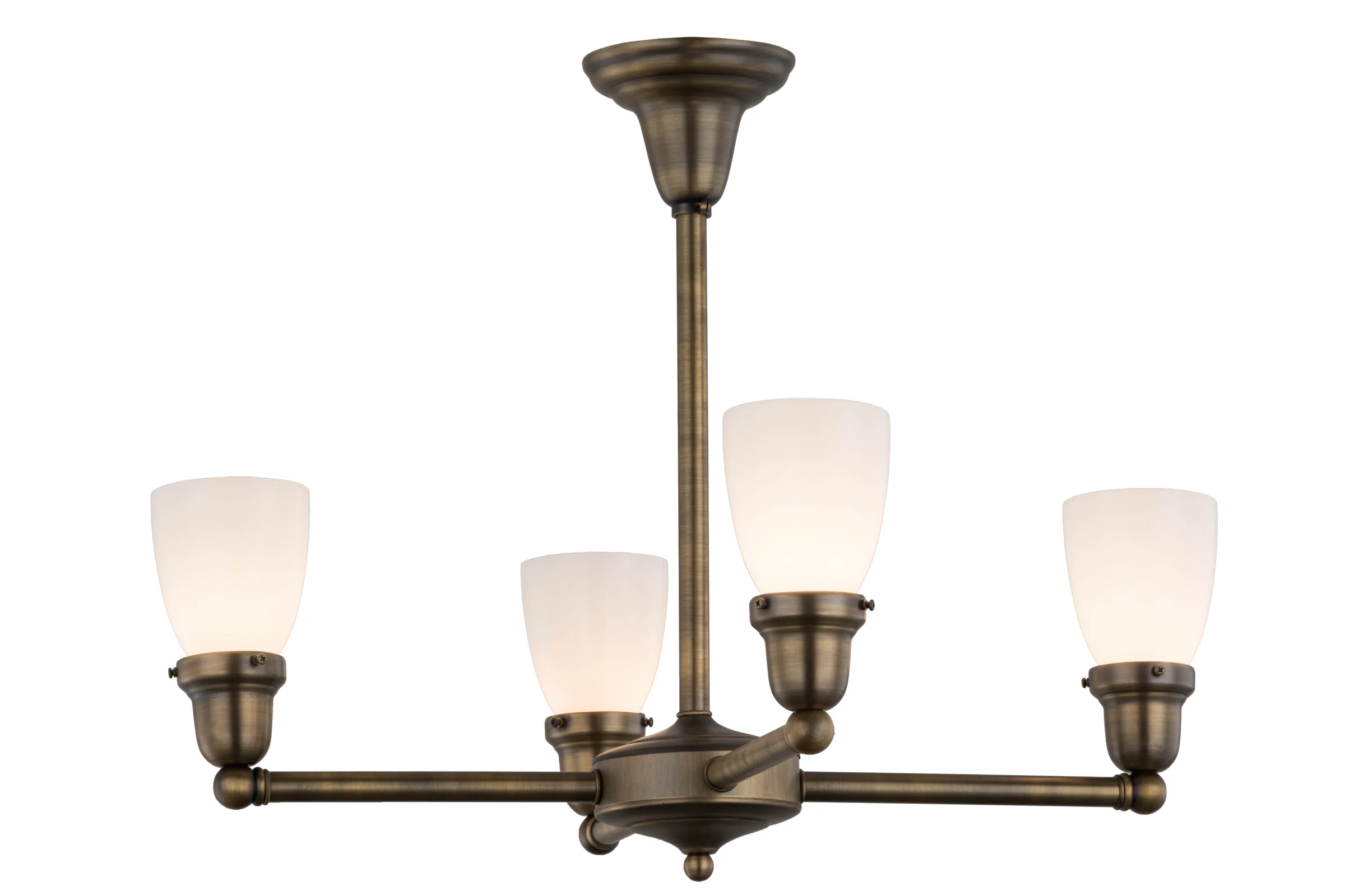 Revival Oyster Bay Four Light Chandelier in Antique Brass