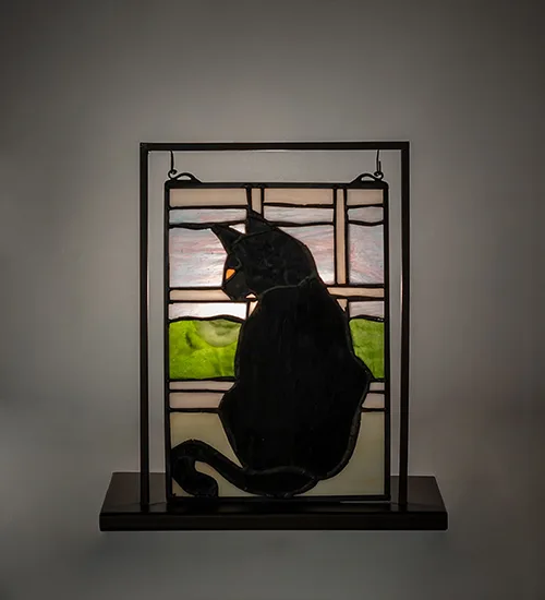 10.5" High X 9.5" Wide Cat in Window Lighted Mini Tabletop Window