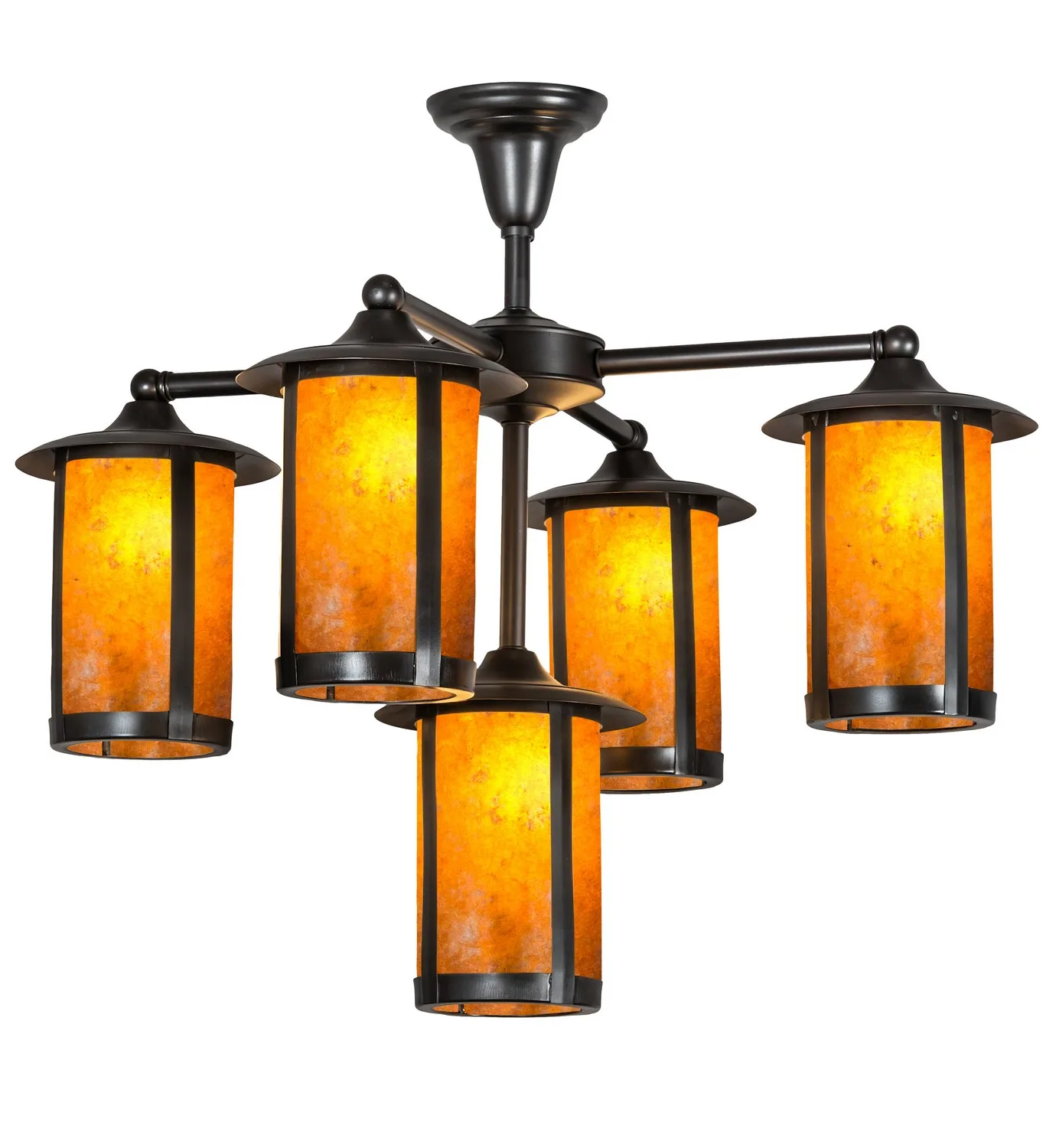 Fulton Five Light Chandelier in Craftsman Brown
