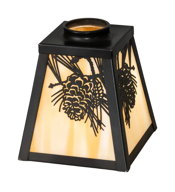 A Winter Pinecone with Pine Needles are featured on this Beige Art Glass shade. Rustic charm comes alive with soft ambient light projected through a stunning diffuser. The Nature Inspired shade is complemented with Craftsman Brown finished hardware. Domestically produced by highly skilled artisans in our 180;000 square foot manufacturing facility in Yorkville; New York. Shade colors; metal finishes and sizes can be customized to your needs.