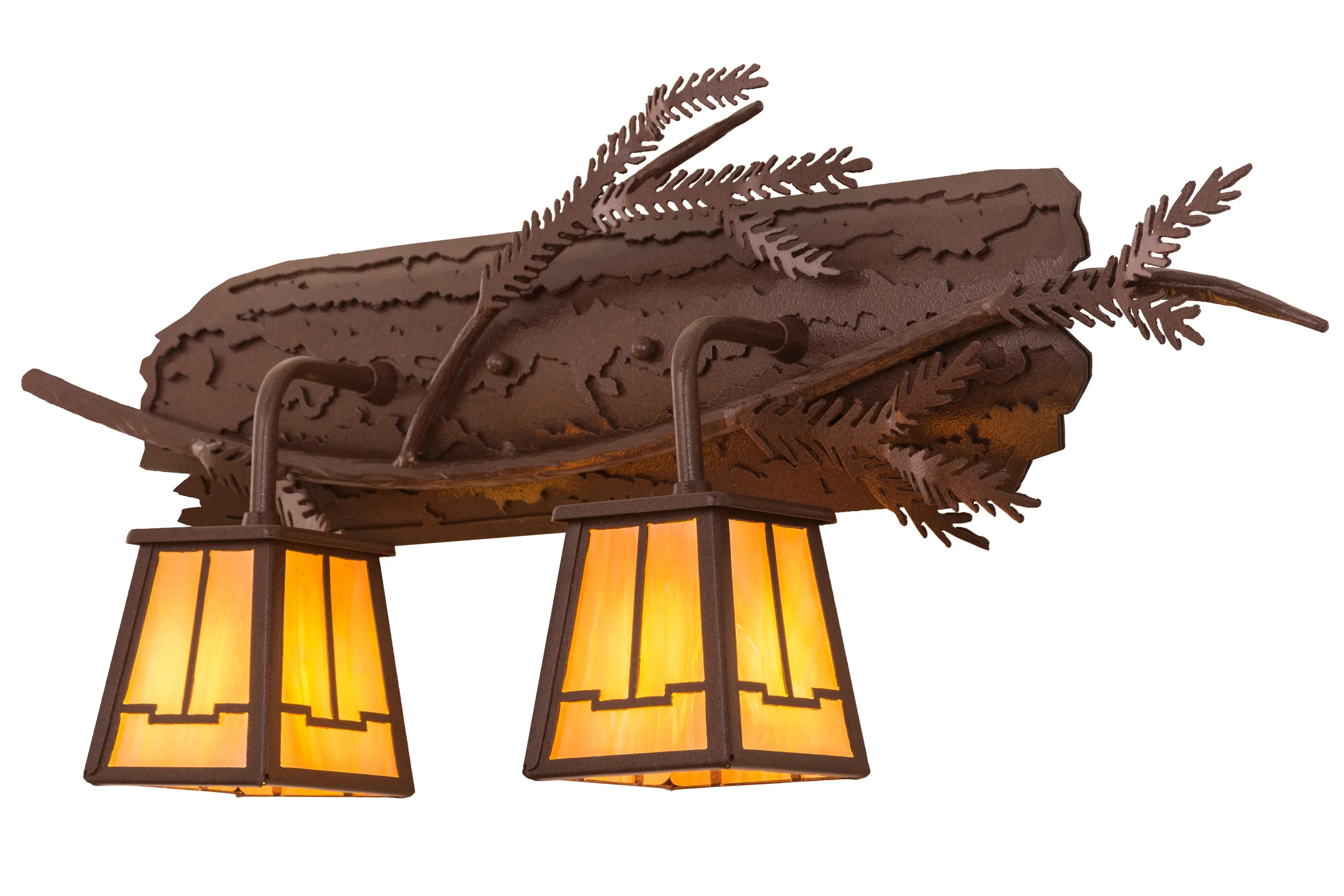 Pine Branch Two Light Wall Sconce in Rust