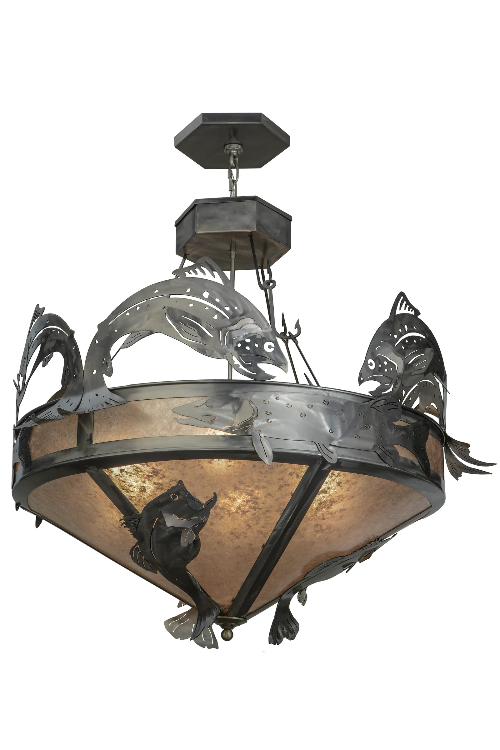Catch Of The Day Six Light Inverted Pendant in Industrial Steel