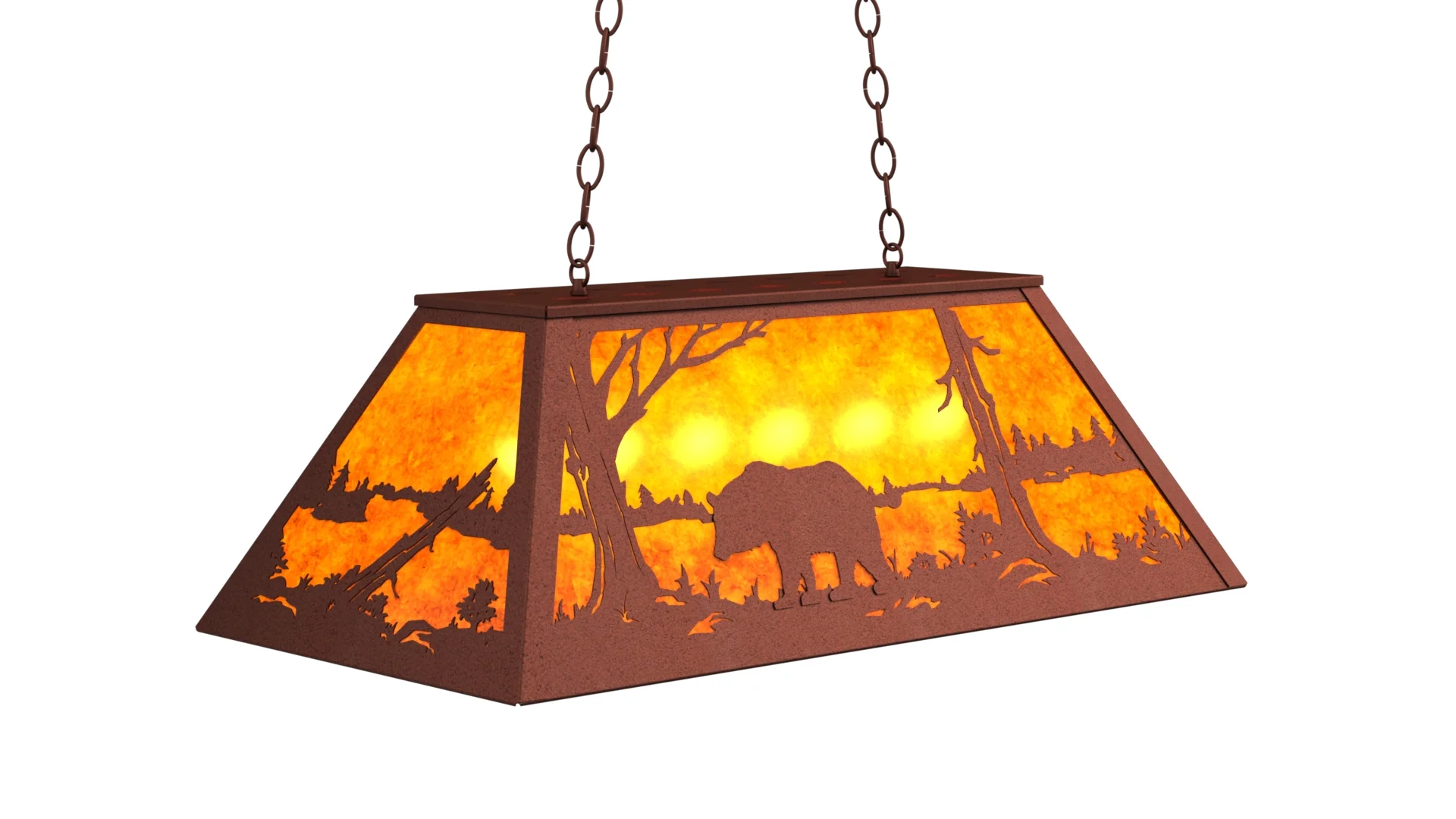 Bear At Lake Six Light Pendant in Rust