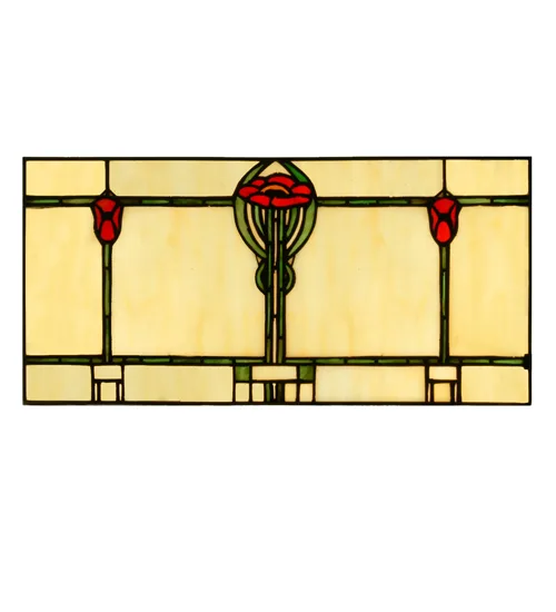 17"W X 8.20"H Parker Poppy Stained Glass Window