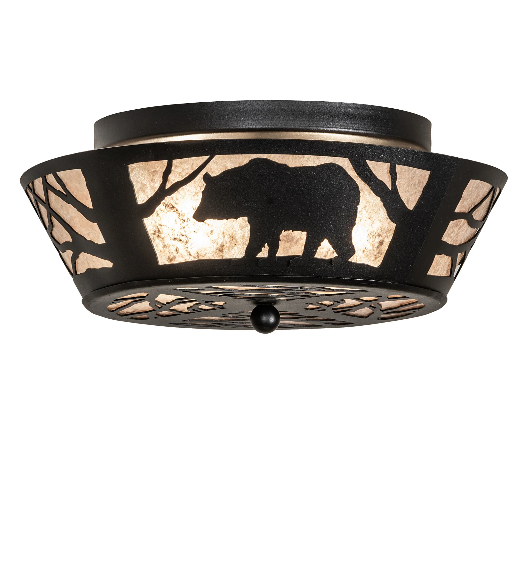 Bear On The Loose Two Light Flushmount in Textured Black