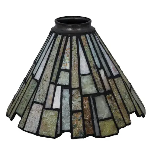 Thinly hand carved and polished natural Jadestone in earthy tones of Moss Green, Tan, Natural Ivory and Coral become luminescent in this unique tile patterned lighting shade. The natural stone shade is created using the famous Meyda Tiffany copperfoil construction technique. Pair the stunning shade with a base to create a handsome mini table lamp or use hardware to build a beautiful wall fixture or add hanging hardware to create a mini pendant such as item 99787. Each shade is a unique work of art with color variations based on natural ingredients inherent in the Jadestone. Contact us if color matching is critical when ordering multiple items. Collection: Delta Finish: Brushed Nickel,Satin Stainless Steel,Chrome,Polished Stainless Steel Glass: Beige & Honey Amber Jadestone Width: 8.00" Height: 5.50" Length: 8.00" Weight: 1.50 lb Extension from Wall: 4.50" Number of Bulbs: 1 Bulb Type: tbn Bulb Base: GU24 Light Source: CFL Material: Steel Country of Origin: CHINA Safety Listing: Dry Safety Rating: Dry - alternate view