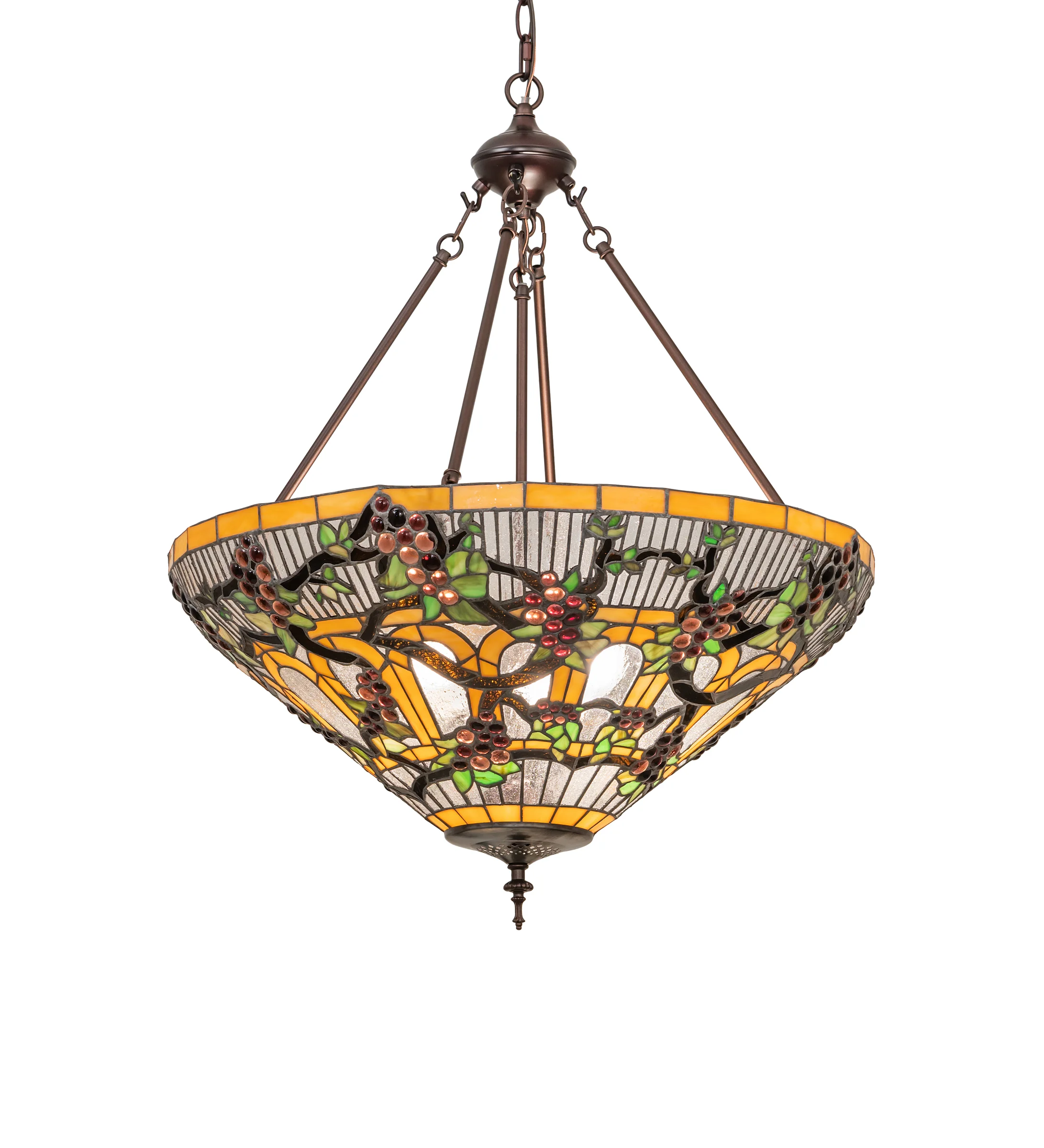 Jeweled Grape Three Light Inverted Pendant in Mahogany Bronze