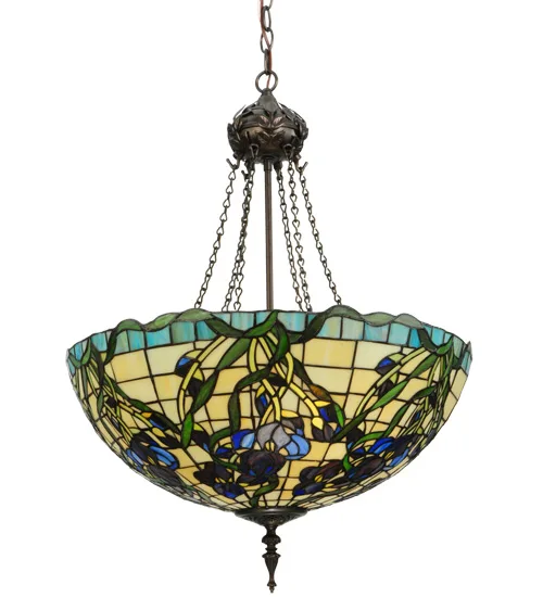 Iris Three Light Inverted Pendant in Mahogany Bronze