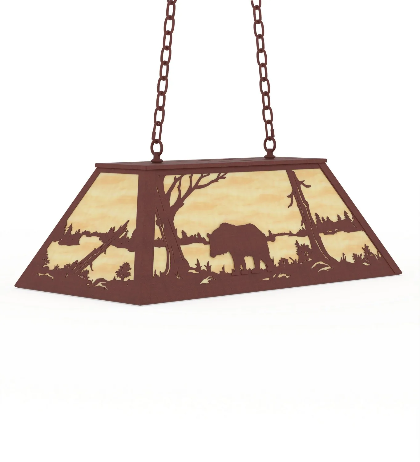 Bear At Lake Six Light Pendant in Rust