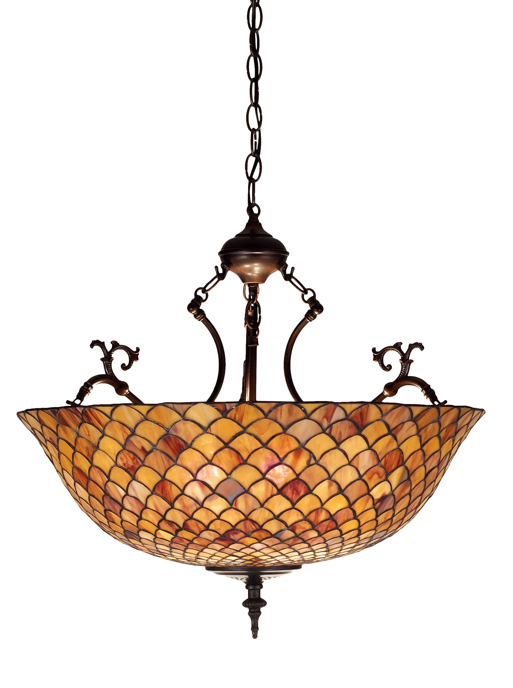 Fishscale Three Light Inverted Pendant in Mahogany Bronze