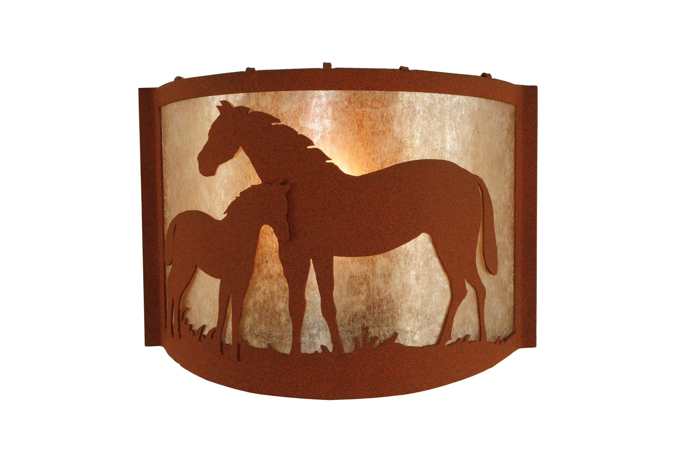 Mare & Foal One Light Wall Sconce in Rust