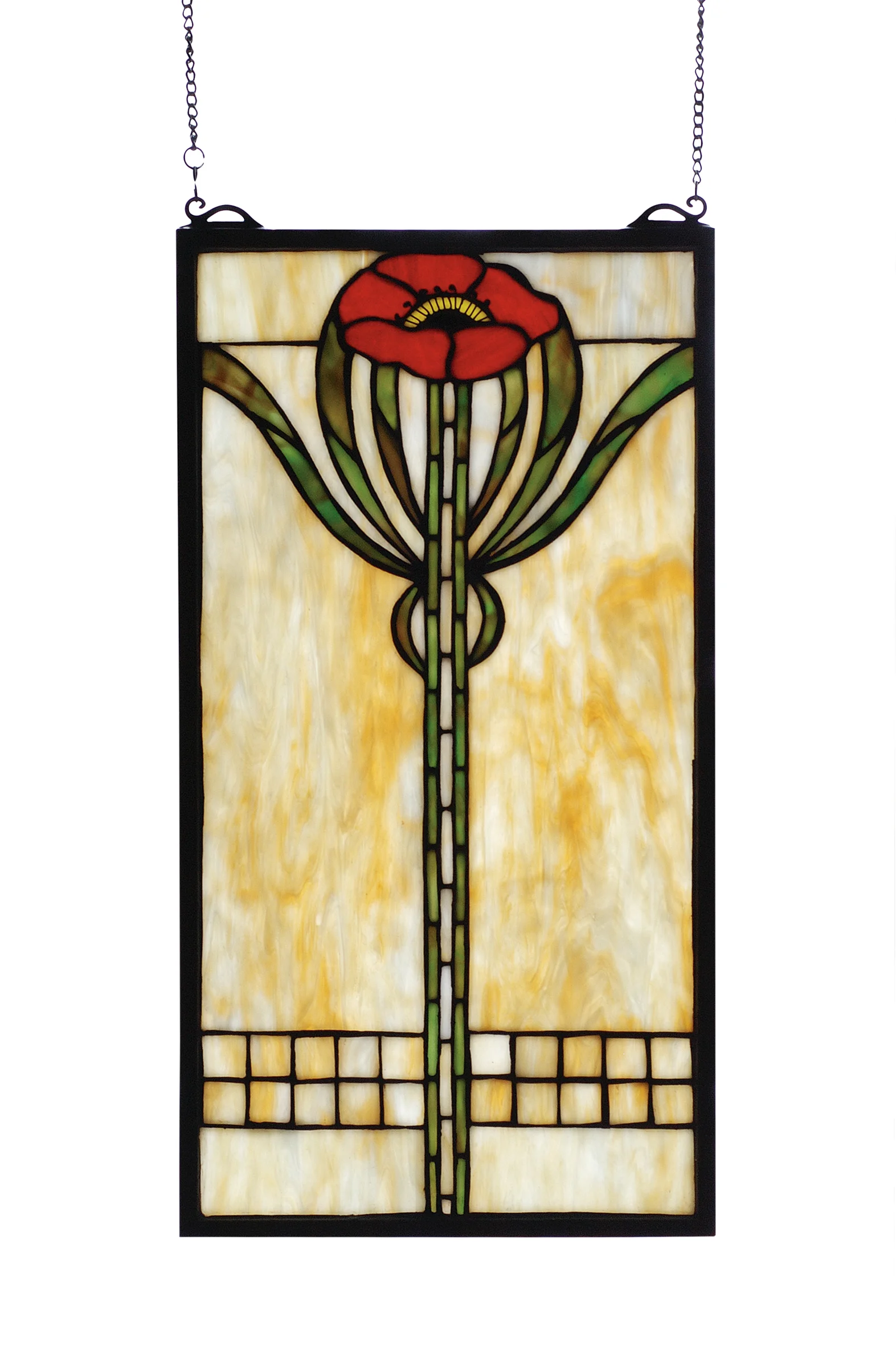 11"W X 20"H Parker Poppy Stained Glass Window