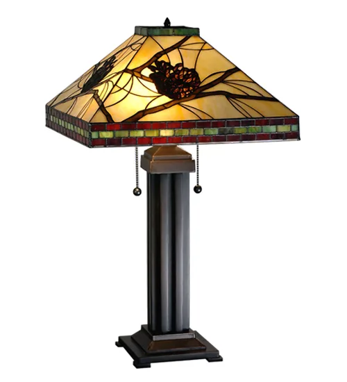 Pinecone Two Light Table Lamp in Mahogany Bronze