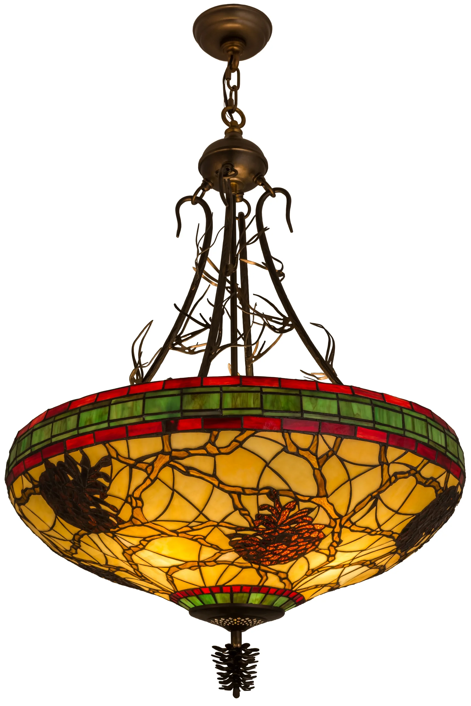 Pinecone Four Light Inverted Pendant in Antique Copper