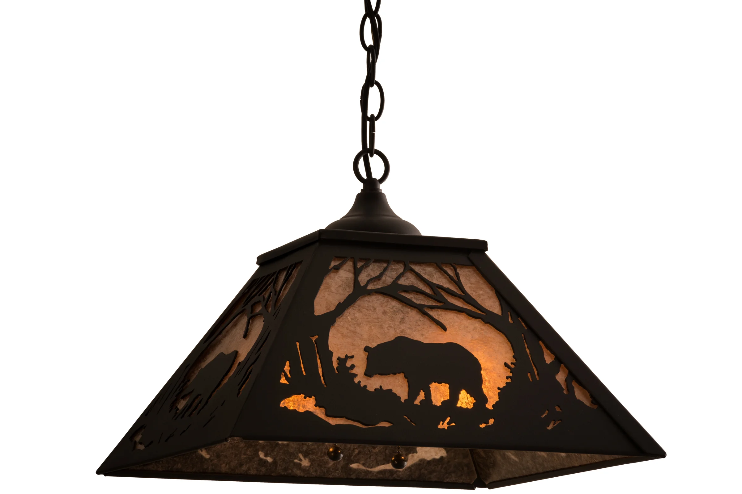 Bear At Dawn Two Light Pendant in Textured Black