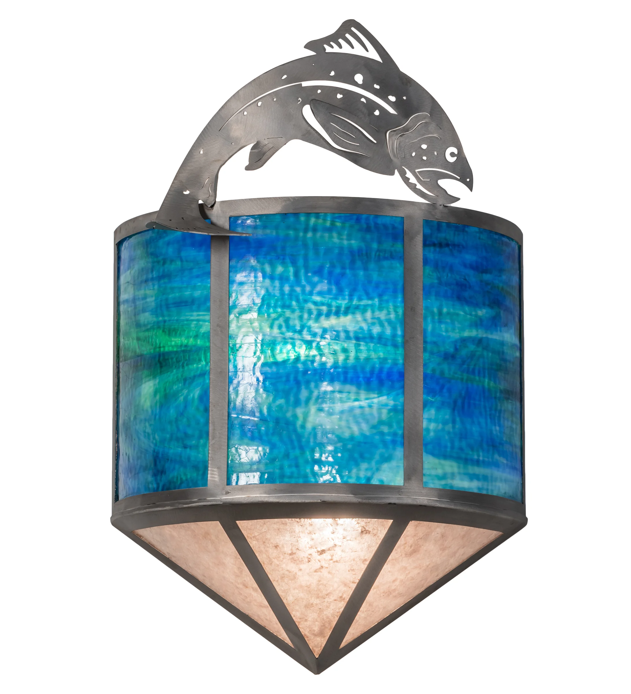Leaping Trout Two Light Wall Sconce in Industrial Steel