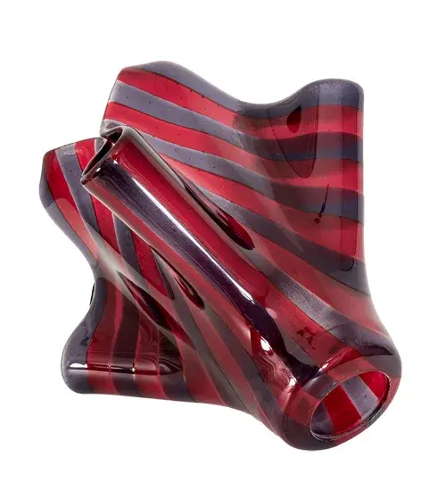 Is it really just a dream of Red and Blue bands that make the Satriale's Dream Handkerchief shade Hand-cut glass strips are hot fused together and then fired again to fall into a flowing draped fabric shape. Ideal for modern homes and restaurants and those that appreciate a work of beauty. Traditional workmanship; high-fire kilns; and original tools are used to fuse art glass in the old world tradition. This shade pairs well with hardware to create a mini pendant or mini lamp. Ideal for homes and restaurants from Boston; Massachusetts; to Cincinnati; Ohio; to San Diego; California. The Handkerchief Satrial's Dream Shade is featured in our American-made; American-designed; handcrafted Fused Glass Lighting Collection and manufactured in Yorkville; New York. Each shade is a unique work of art with color variations based on natural ingredients inherent in the glass. Please get in touch with us if color matching is critical when ordering multiple items. - alternate view