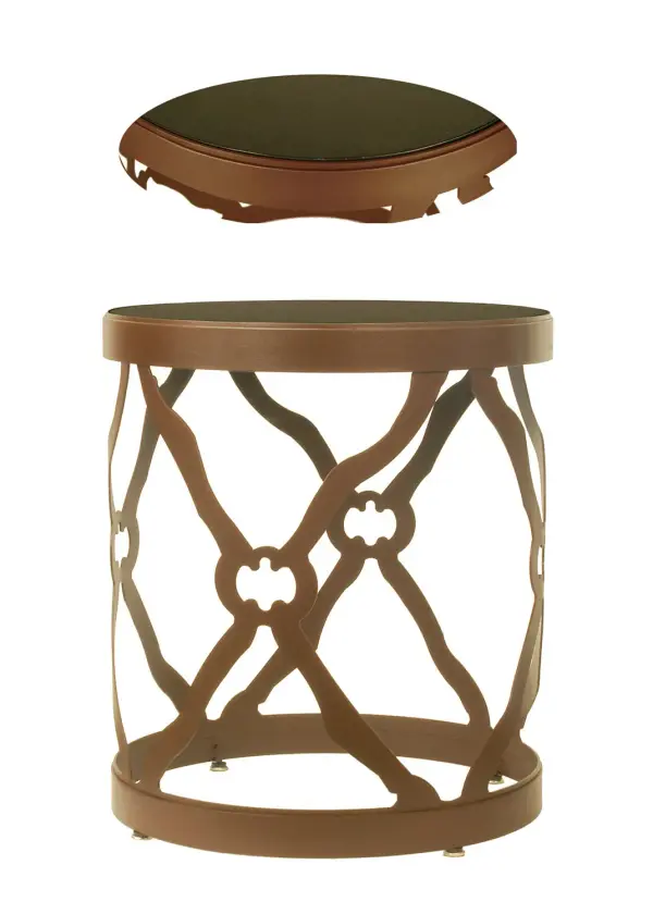 A handsome end table that will complement your living space in any home, resort, or hotel setting. A dramatic silhouetted frame design with decorative accents is featured in this stunning Absolute Black Granite, which is renowned for its consistent color, uniform texture, elegant appearance, and exceptional durability. The table is complemented with a Cafe Noir finish. The Black Granite End Table is included in our American-made, American-designed, handcrafted Home Decor Collection, which is manufactured in Yorkville, New York. Please feel free to contact us today with specifications for a custom table or any type of interior decor. Collection: Black Granite Finish: Cafe Noir Glass: Black Granite Notes: Custom Crafted In Yorkville, New York Please Allow 30 Days Width: 22.00" Height: 25.00" Length: 22.00" Weight: 60.00 lb Extension from Wall: 4.00" Number of Bulbs: 1 Bulb Type: T10 Bulb Base: E26 Material: Steel Country of Origin: USA Safety Listing: Dry Safety Rating: Dry