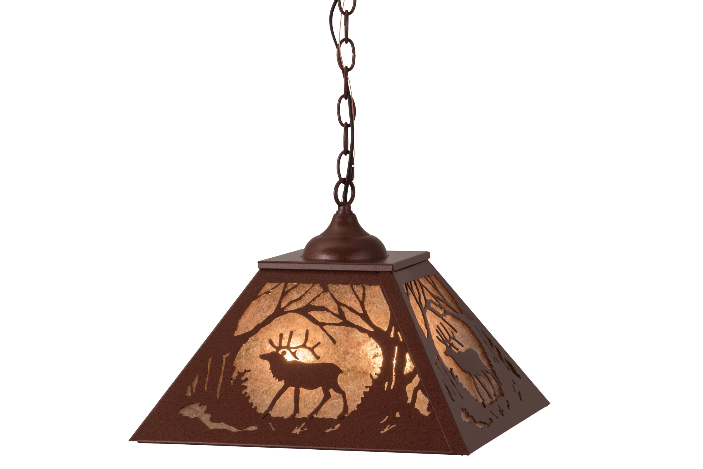 Elk At Dawn Two Light Pendant in Rust