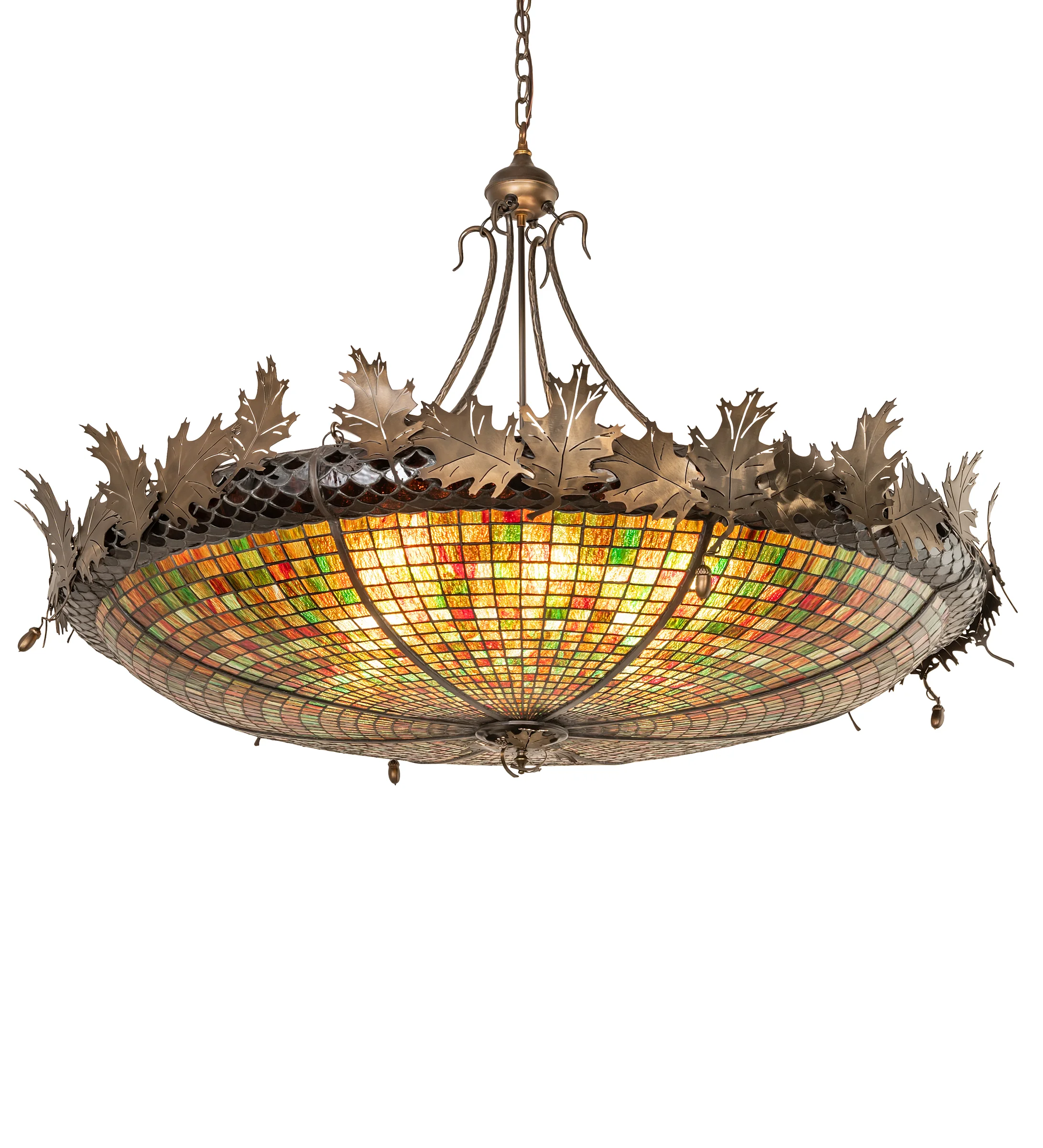 Greenbriar Oak Eight Light Pendant in Antique Copper Antique Copper