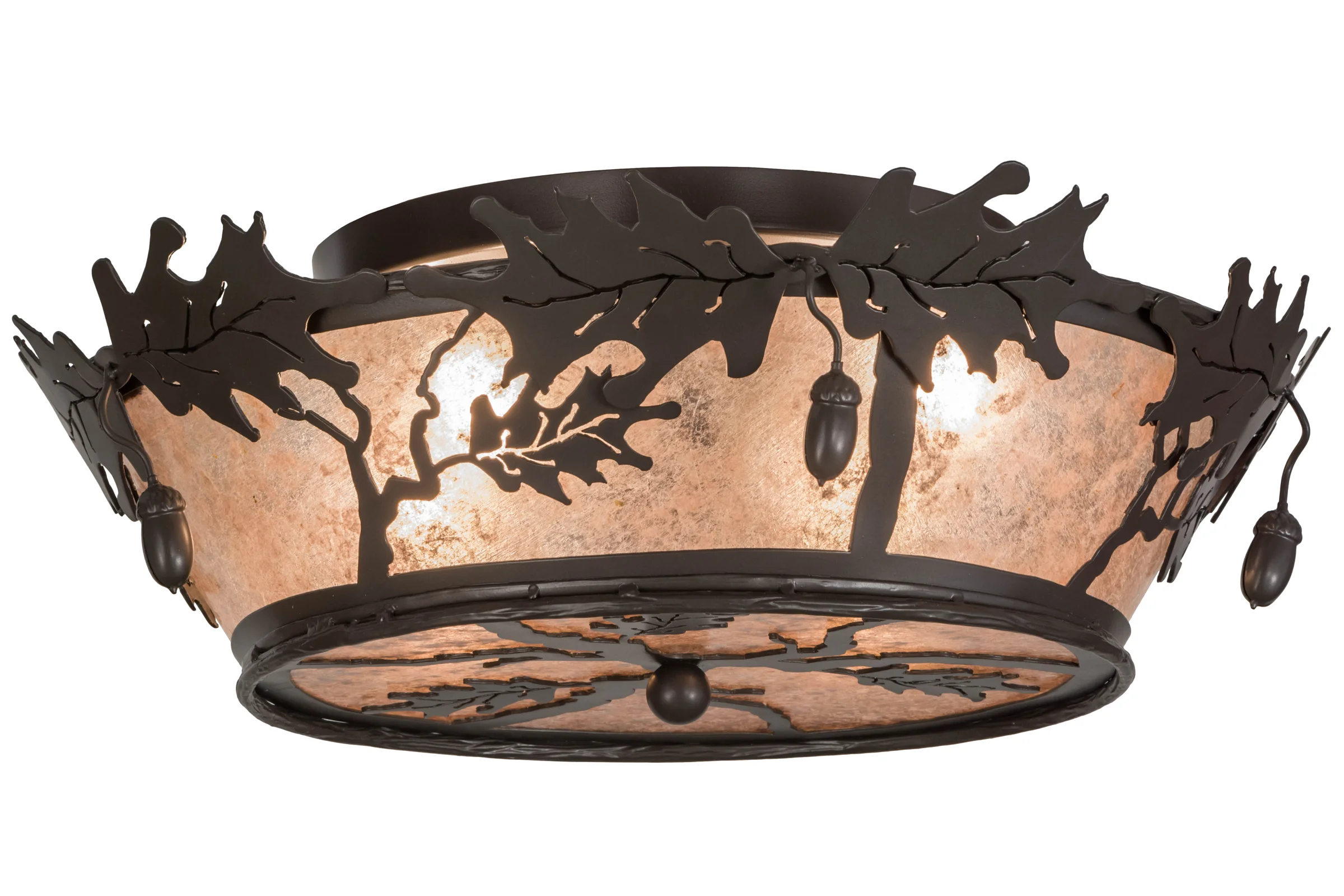 Oak Leaf & Acorn Four Light Flushmount in Timeless Bronze