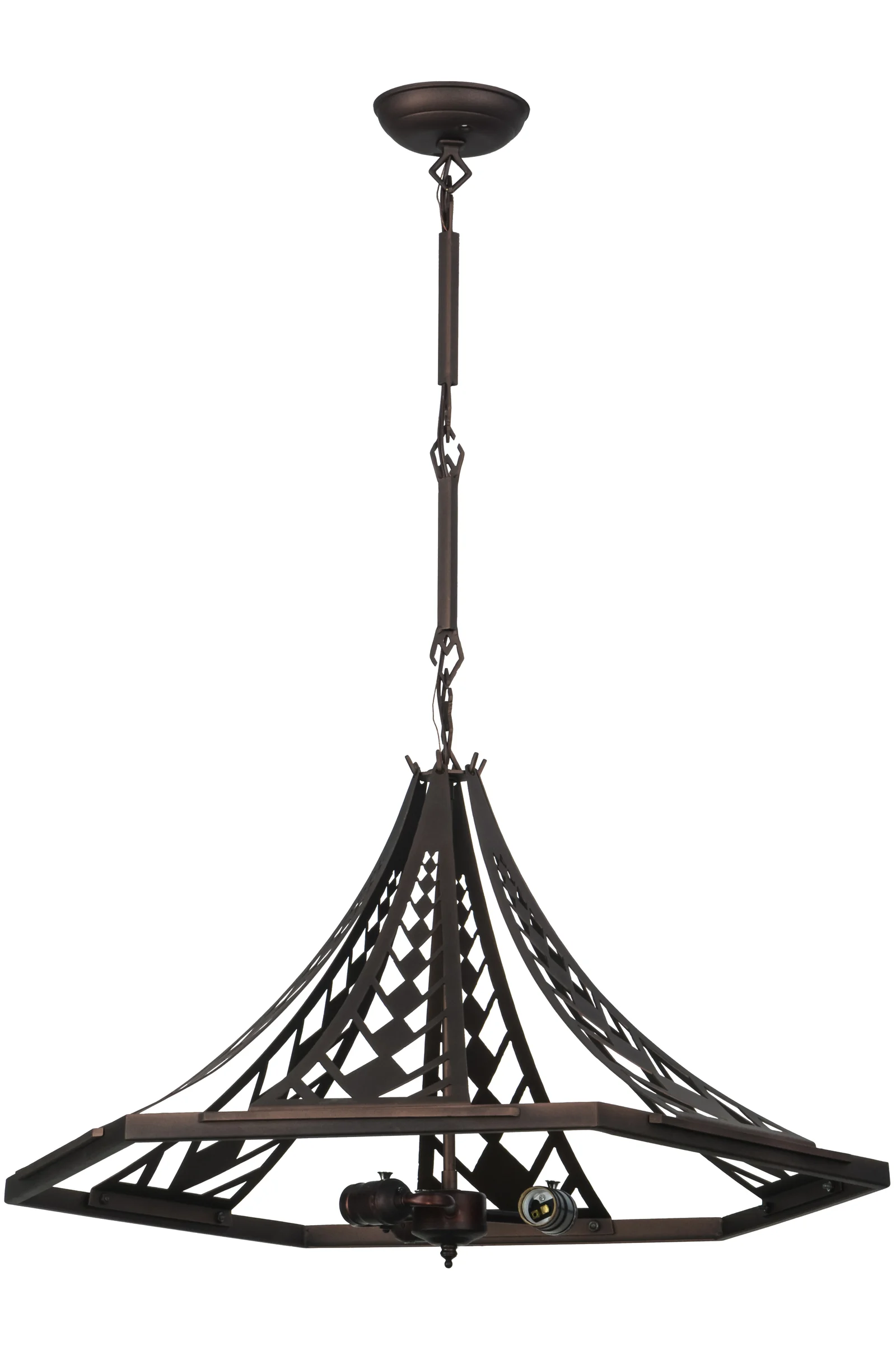 Sonoma Three Light Inverted Pendant Hardware in Cinnamon Coffee Metallic