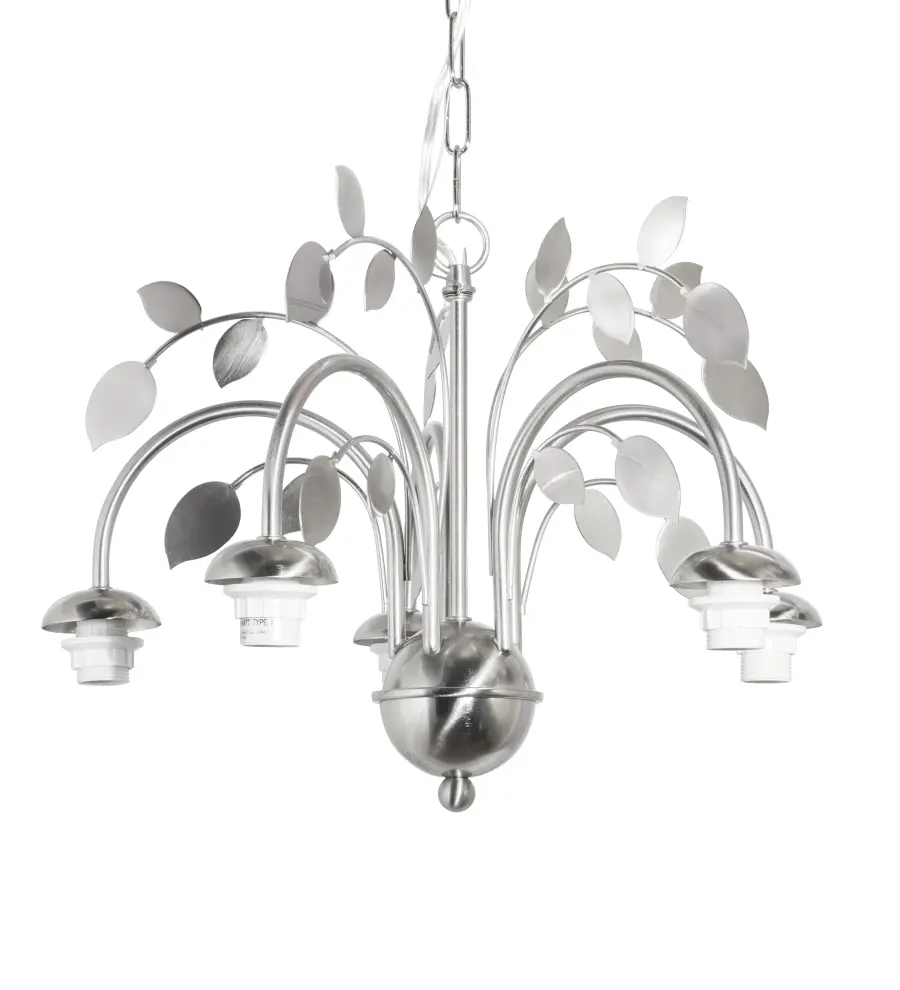 18" Wide Silver Leaf 5 Light Chandelier - Image 1