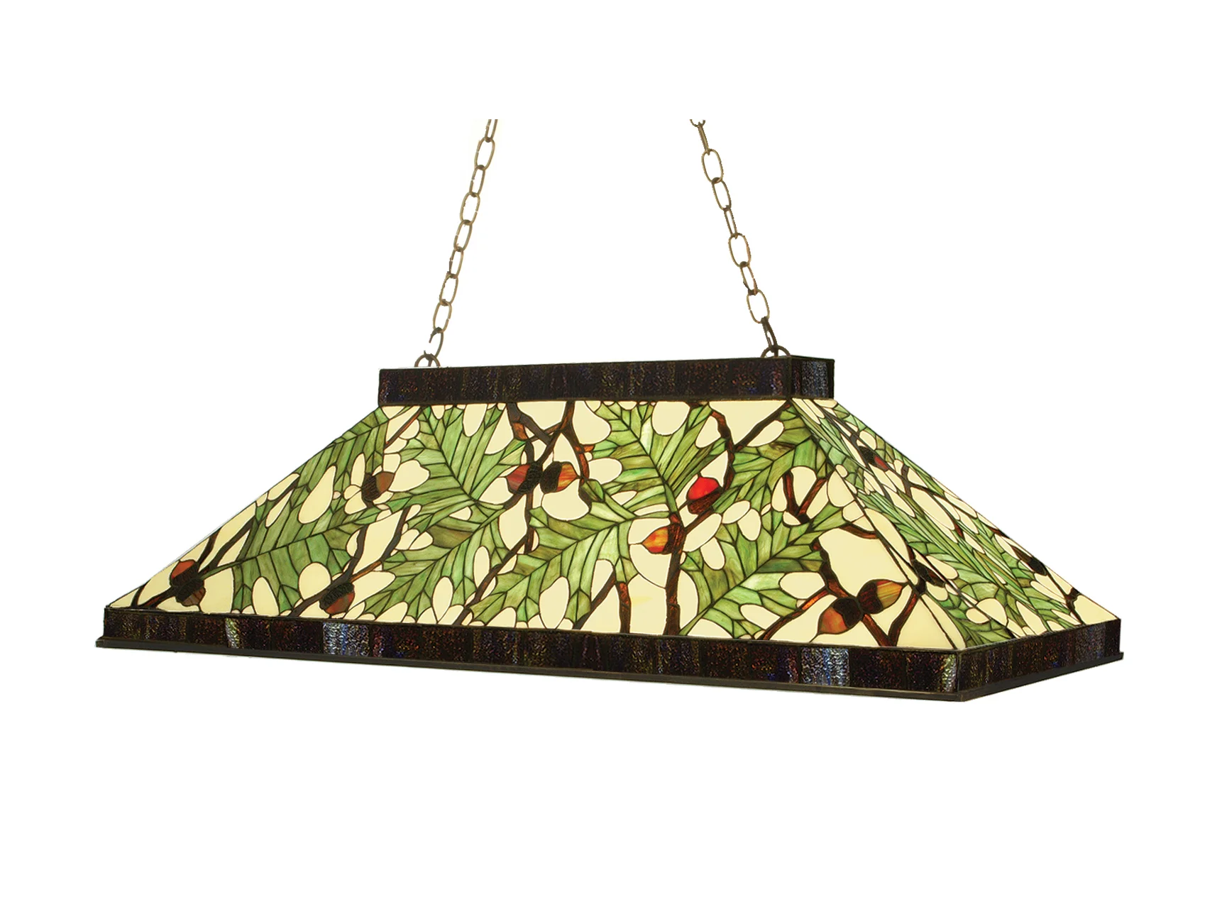 Acorn & Oak Leaf Three Light Pendant in Mahogany Bronze