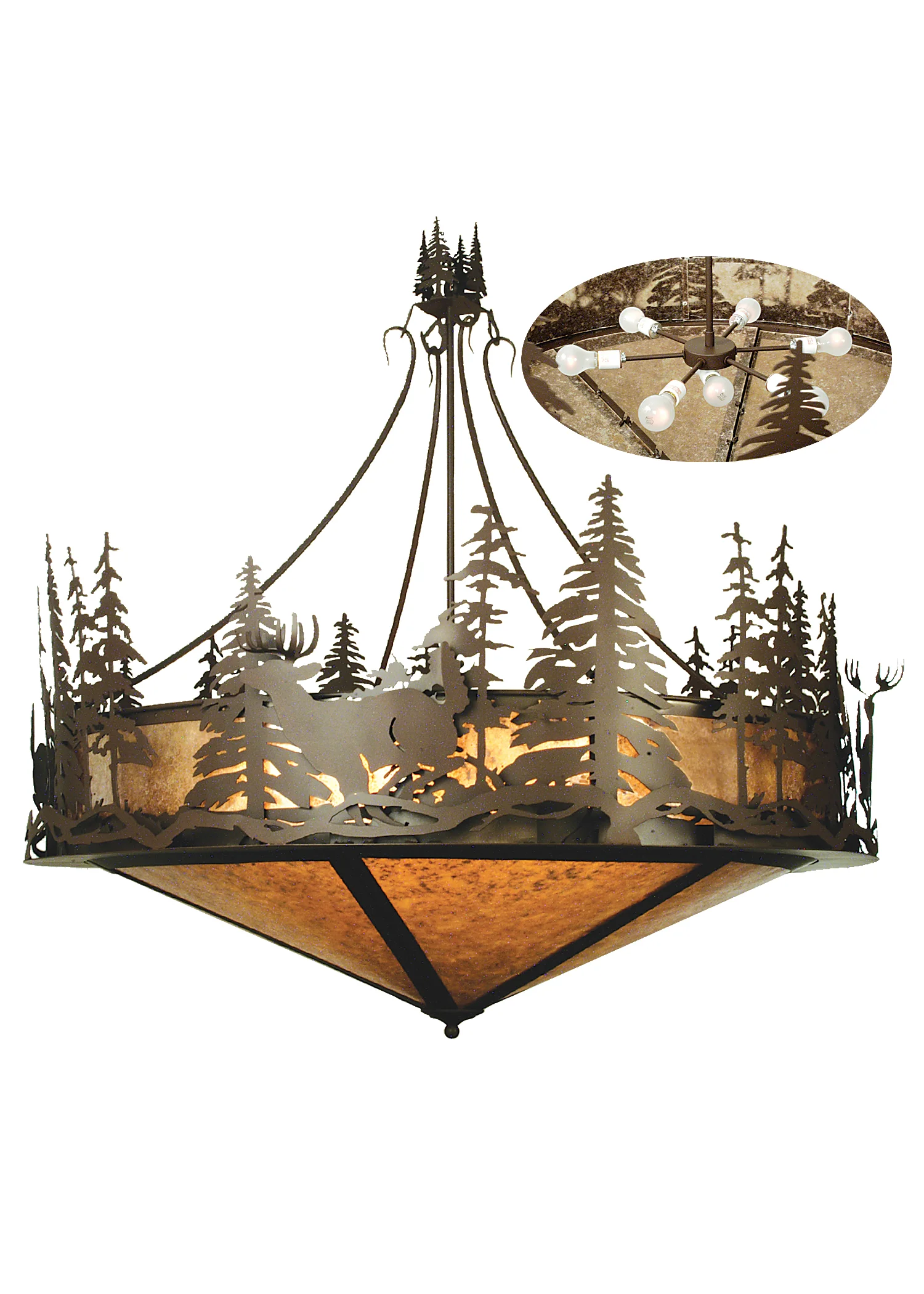 Deer At Dusk Eight Light Pendant in Cafe Noir