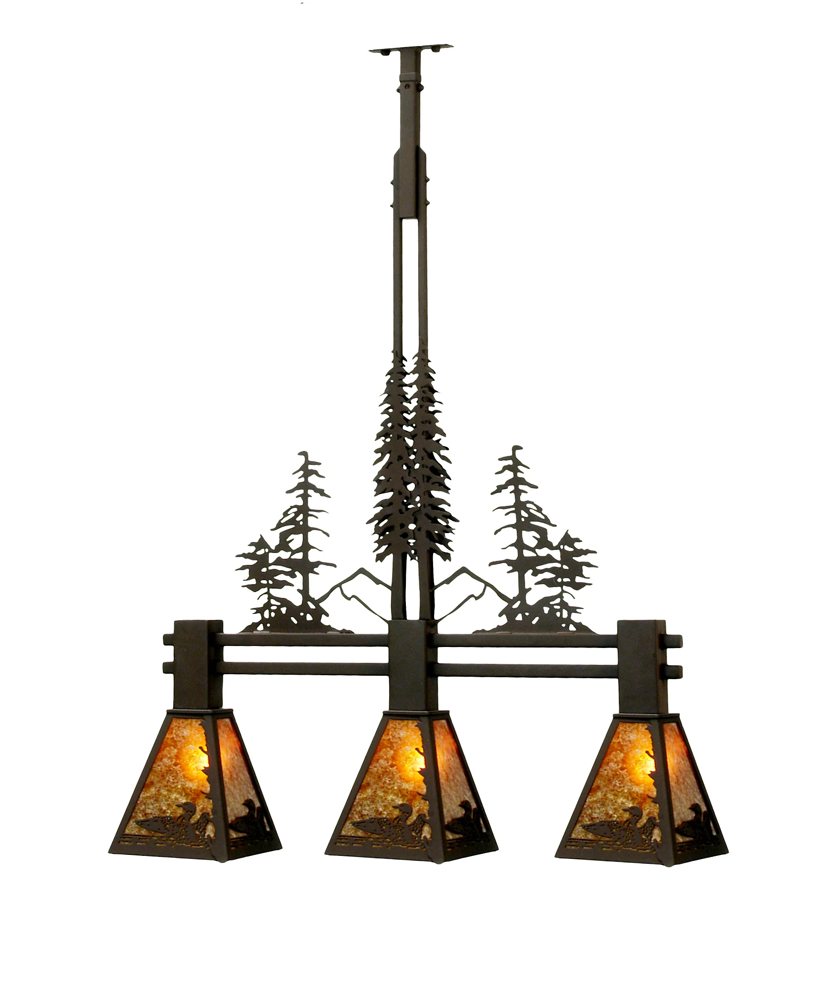 Loon Three Light Island Pendant in Cafe Noir