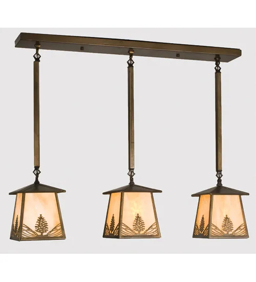 Pinecone Three Light Island Pendant in Antique Copper